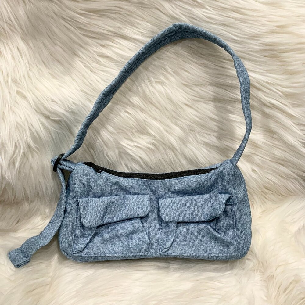 BAGGU Digital Denim Cargo Shoulder Bag